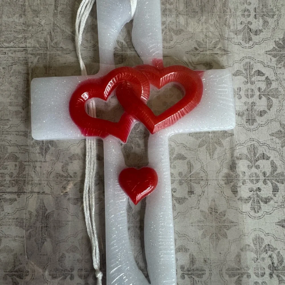 Purple and Black Heart Cross Wall Decor/ click on pic